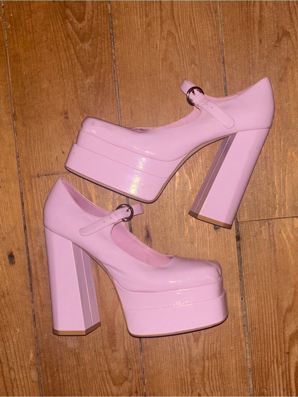 Jeffrey Campbell Pink Patent Platform Mary Jane Pumps